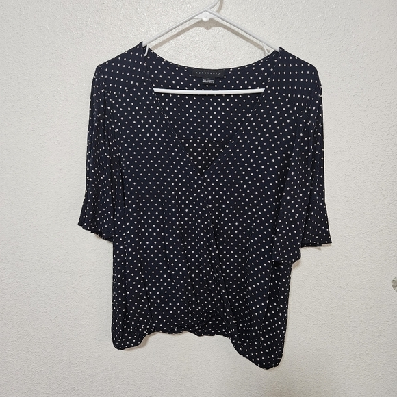 Sanctuary faux wrap top polka dots size largr - Picture 1 of 13